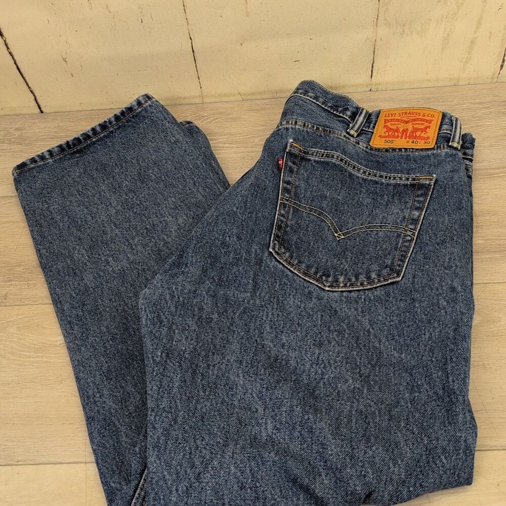 Levi's 505 Red Tab Regular Fit Blue Denim Jeans Men's Size 40x30